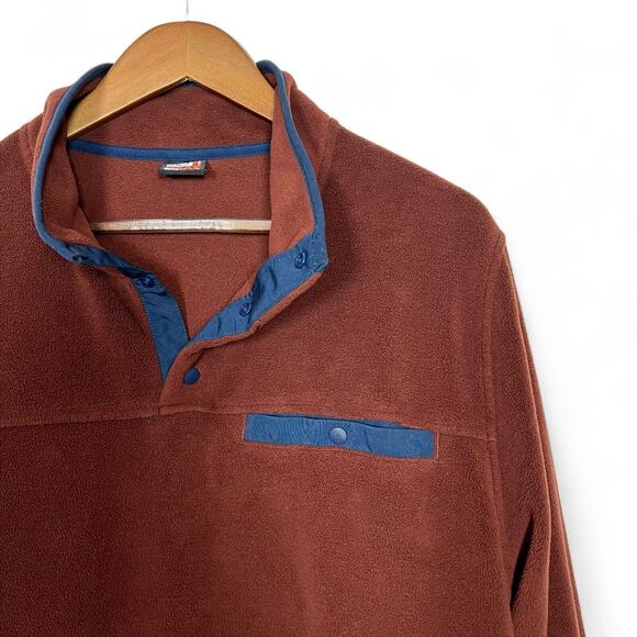 32 Degrees Men's Large 1/4 Snap Long Sleeve Rust Red Hiking Fleece Pullover - Picture 5 of 15